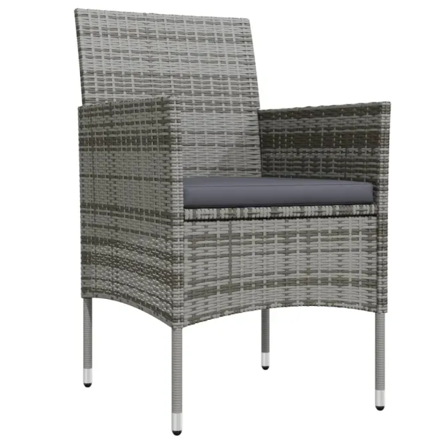 Ensemble à manger de jardin coussins 7pcs Gris et noir