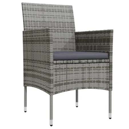 Ensemble à manger de jardin coussins 7pcs Gris et noir