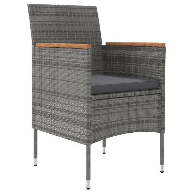 Ensemble à manger de jardin et coussins 3 pcs Gris et noir