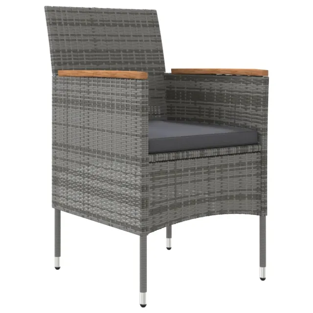 Ensemble à manger de jardin et coussins 9 pcs Gris et noir