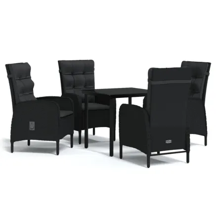 Ensemble à manger de jardin avec coussins 5 pcs Noir 2