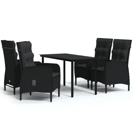 Ensemble à manger de jardin avec coussins 5 pcs Noir 2