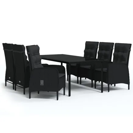 Ensemble à manger de jardin avec coussins 7 pcs Noir 2