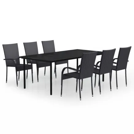 Ensemble à manger de jardin 7 pcs Noir 2