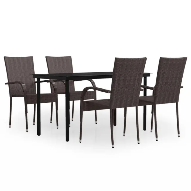 Ensemble à manger de jardin 5 pcs Marron et noir