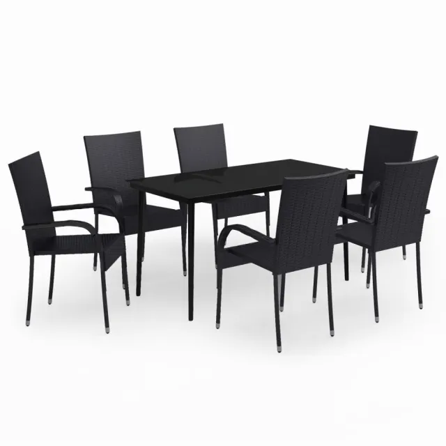 Ensemble à manger de jardin 7 pcs Noir