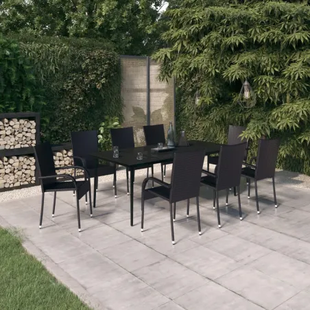 Ensemble à manger de jardin 9 pcs Noir