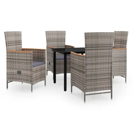 Ensemble à manger de jardin avec coussins 5 pcs Gris 2