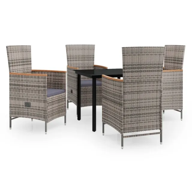 Ensemble à manger de jardin avec coussins 5 pcs Gris