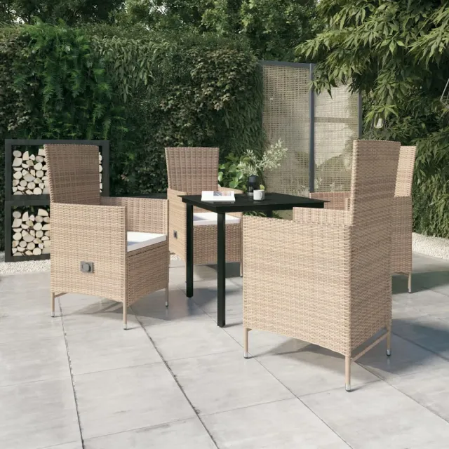 Ensemble à manger de jardin avec coussins 5 pcs Beige
