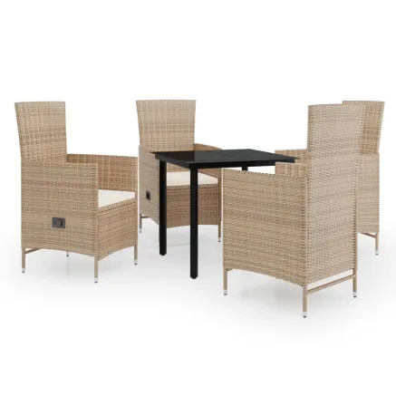 Ensemble à manger de jardin avec coussins 5 pcs Beige 2