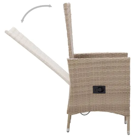 Ensemble à manger de jardin avec coussins 7 pcs Beige