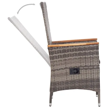 Ensemble à manger de jardin avec coussins 3 pcs Gris