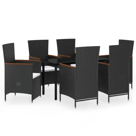 Ensemble à manger de jardin avec coussins 7 pcs Noir 2