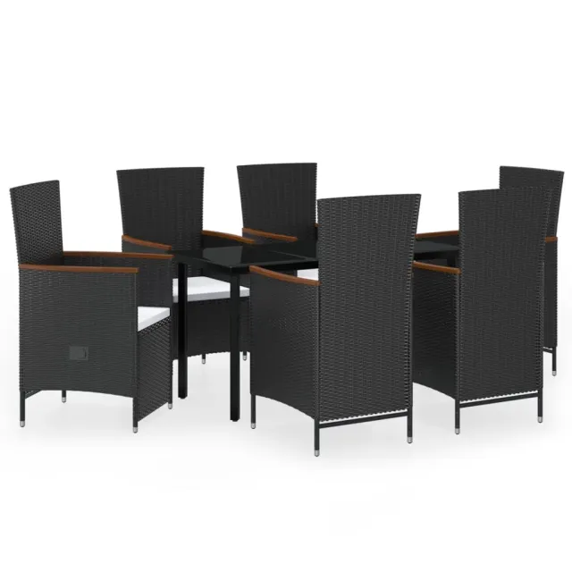 Ensemble à manger de jardin avec coussins 7 pcs Noir