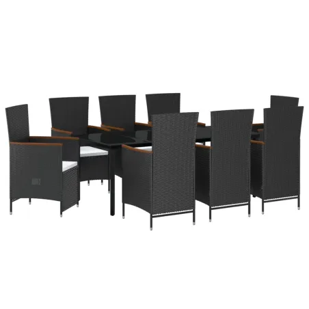 Ensemble à manger de jardin avec coussins 9 pcs noir