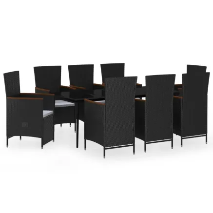 Ensemble à manger de jardin avec coussins 9 pcs noir 2