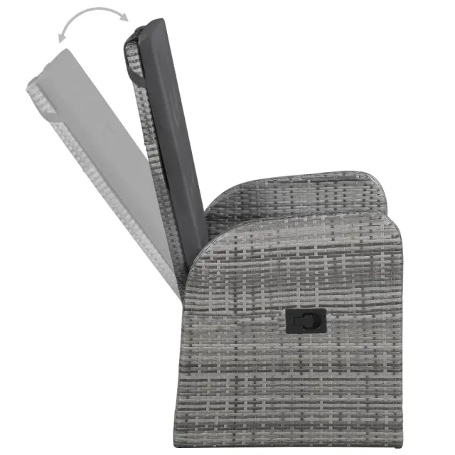 Ensemble à manger de jardin avec coussins 3 pcs Gris