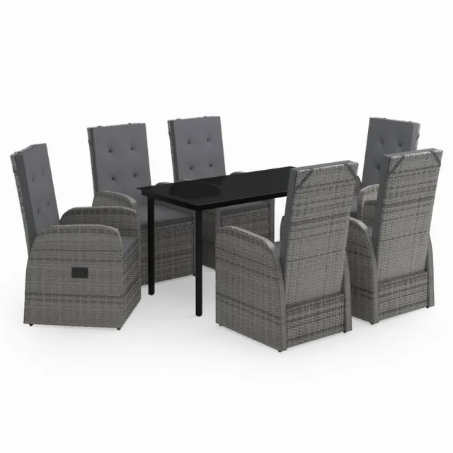 Ensemble à manger de jardin avec coussins 7 pcs Gris