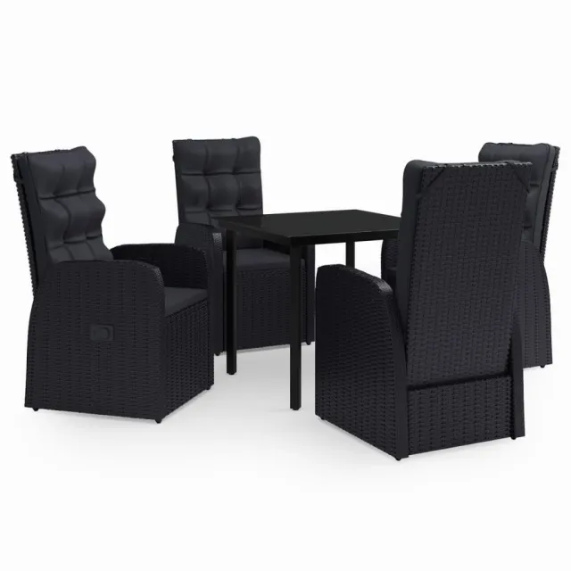 Ensemble à manger de jardin avec coussins 5 pcs Noir