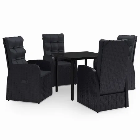 Ensemble à manger de jardin avec coussins 5 pcs Noir