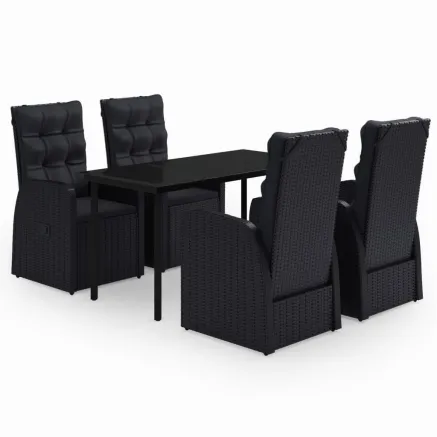 Ensemble à manger de jardin avec coussins 5 pcs Noir 2