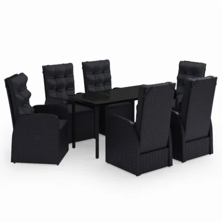 Ensemble à manger de jardin avec coussins 7 pcs Noir 2