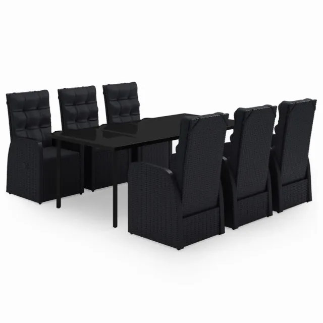 Ensemble à manger de jardin avec coussins 7 pcs Noir