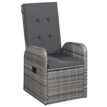 Ensemble à manger de jardin avec coussins 3 pcs Gris