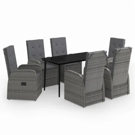 Ensemble à manger de jardin avec coussins 7 pcs Gris 2