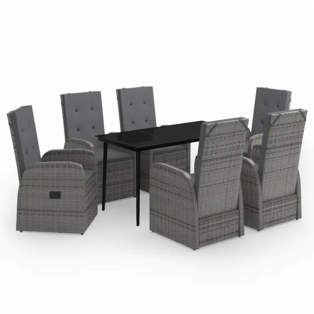 Ensemble à manger de jardin avec coussins 7 pcs Gris