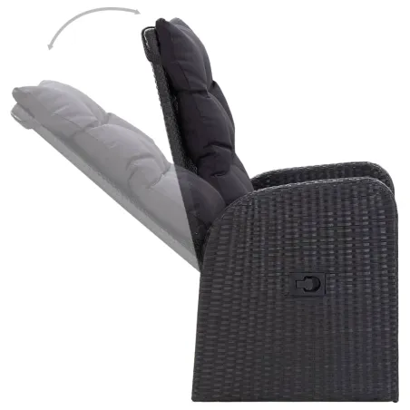 Ensemble à manger de jardin avec coussins 3 pcs noir