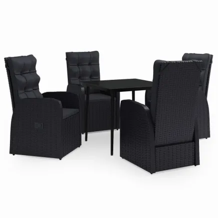 Ensemble à manger de jardin avec coussins 5 pcs Noir 2