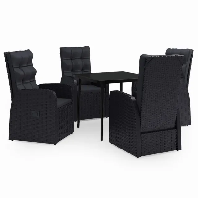 Ensemble à manger de jardin avec coussins 5 pcs Noir