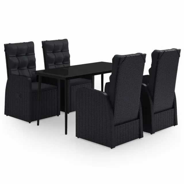 Ensemble à manger de jardin avec coussins 5 pcs Noir