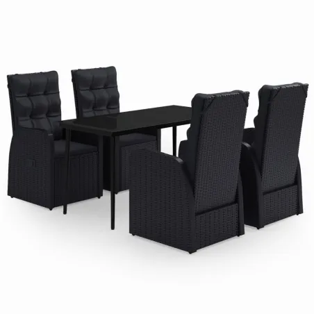 Ensemble à manger de jardin avec coussins 5 pcs Noir