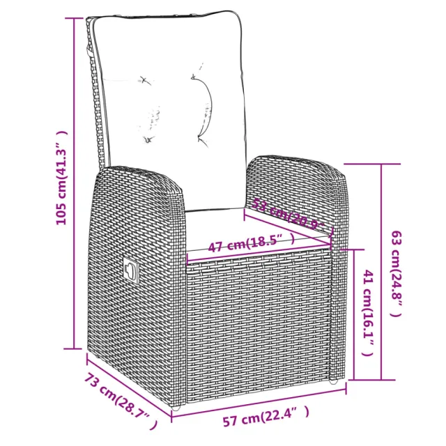 Ensemble à manger de jardin avec coussins 7 pcs Noir