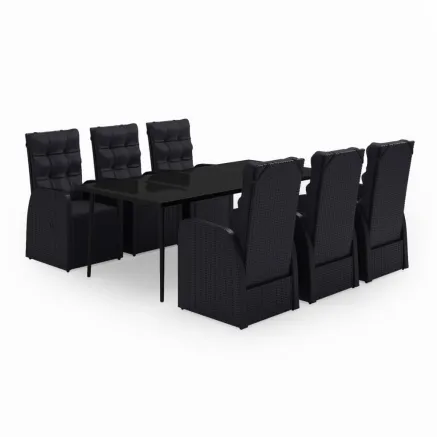 Ensemble à manger de jardin avec coussins 7 pcs Noir 2