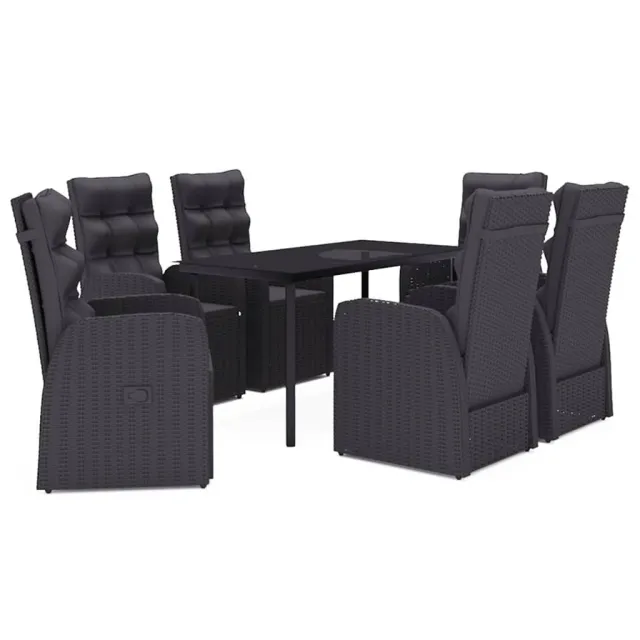 Ensemble à manger de jardin avec coussins 7 pcs Noir