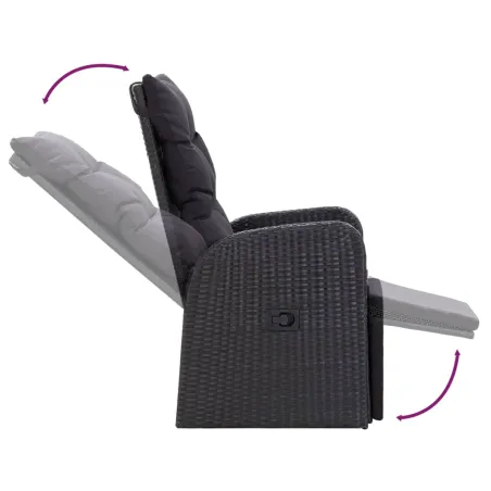 Ensemble à manger de jardin avec coussins 7 pcs Noir