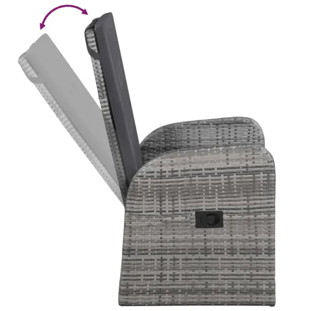 Ensemble à manger de jardin avec coussins 7 pcs Gris