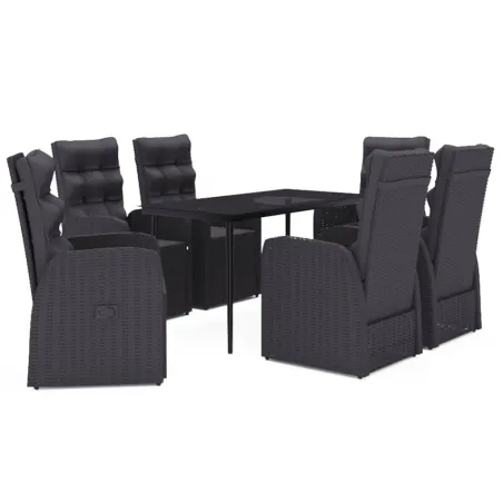 Ensemble à manger de jardin avec coussins 7 pcs Noir