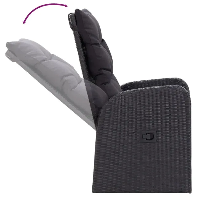 Ensemble à manger de jardin avec coussins 7 pcs Noir