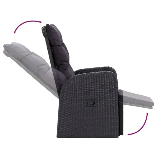 Ensemble à manger de jardin avec coussins 7 pcs Noir