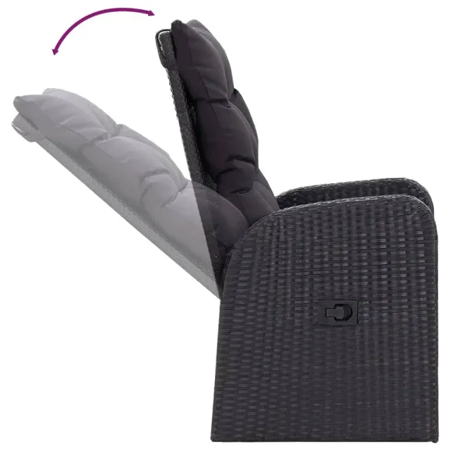 Ensemble à manger de jardin avec coussins 9 pcs noir