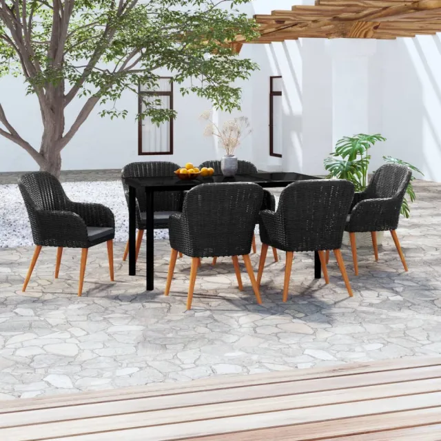 Ensemble à manger de jardin avec coussins 7 pcs Noir