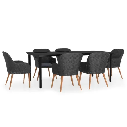 Ensemble à manger de jardin avec coussins 7 pcs Noir 2