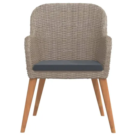 Ensemble à manger de jardin avec coussins 3 pcs marron