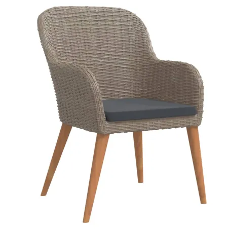 Ensemble à manger de jardin et coussins 7 pcs Marron