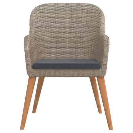 Ensemble à manger de jardin et coussins 7 pcs Marron